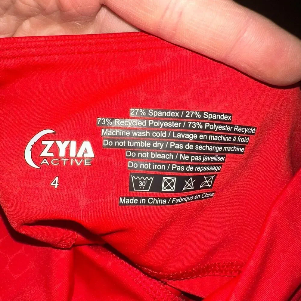 Zyia light n tight red cropped athletic/workout leggings